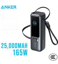 Anker Power Bank 25000mAh 165W, LED, 2 кабеля type-c, сертификация CCC (A1695) черны