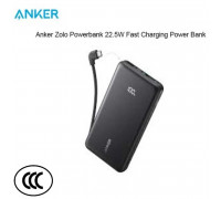 Anker Zolo Power Bank 10000mAh, USB-C22.5W + USB22.5W, LED, кабель USB-C, CCC (A110D) черный