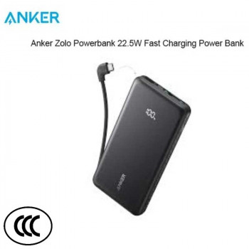 Anker Zolo Power Bank 10000mAh, USB-C22.5W + USB22.5W, LED, кабель USB-C, CCC (A110D) черный