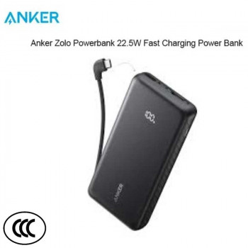 Anker Zolo Power Bank 20000mAh, USB-C22.5W + USB22.5W, LED, кабель USB-C, CCC (A110E) черный
