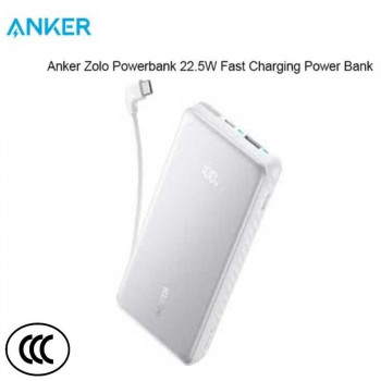 Anker Zolo Power Bank 20000mAh, USB-C22.5W + USB22.5W, LED, кабель USB-C, CCC (A110E) белый