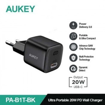 Aukey Omnia II Mini 20W USB-C PD Charger, PA-B1T, black