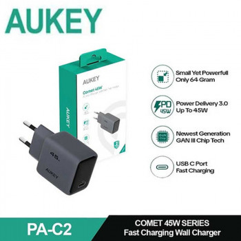 Aukey Comet 45W PD Wall GaN Charger, PA-C2 gray