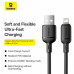 Baseus Silky Charging Cable, USB-A to iP 2.4A, 1m, 10000 bending, силикон, model CB000115, black