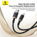 Baseus Dura Cable USB-A to USB-C 60W, 2m, 3Amax, 10т сгибов, в оплетке, CB000120, black with gold