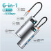 Baseus Metal Gleam Series 6-in-1, Type-C to HDMI 4K60Hz+3xUSB3.0+1GBps LAN+PD100w, model BS-OH100