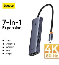 Baseus UltraJoy Series 7-in-1, Type-C to HDMI 4K60Hz+2xUSB3.0+TF/SD+LAN1Gbps+PD100w, model BS-OH112