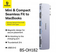 Baseus UltraJoy Series 6-in-1, Type-C to HDMI 4K60Hz+2xUSB3.0+TF/SD+PD100w/40Gbps, model BS-OH182