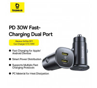 Baseus GoTrip DP1 Car Charger, C + C 30W, BS-C15C2, C00072300123-01, black 