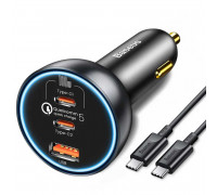 Baseus Qualcomm QC5 Technology Car Charger C+C+U 160W Set  (TZCCZM-0G) gray