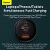Baseus Qualcomm QC5 Technology Car Charger C+C+U 160W Set  (TZCCZM-0G) gray