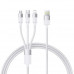 Baseus 3-in-1 StarSpeed series Cable (USB to M+L+C), 1.2m, 3.5A, model CB00030, white