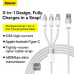 Baseus 3-in-1 StarSpeed series Cable (USB to M+L+C), 1.2m, 3.5A, model CB00030, white
