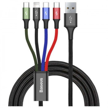 Baseus 4-in-1 Rapid Series, 3.5A, 1.2m (MICRO+LIGHTING+TypeC+TypeC) (CA1T4-B01) black