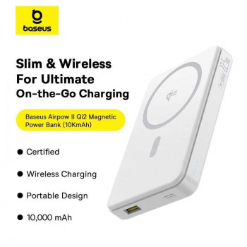 Baseus 10000 mah 22.5 Airpow II Qi2 Magnetic Power Bank, Qi2 15w, model PPWPQ10-20, white