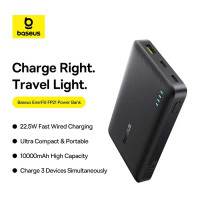 Baseus Enerfill FP21 22.5W Fast Charging Power Bank 10000 mah, U+C+C, (PPAP-1022-2) black