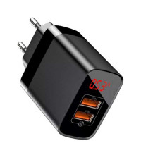 Baseus Mirror Lake, LED, 2xUSB QC 3.0 (CCJMHA-A01) black