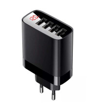 Baseus Mirror Lake Digital Display 4 USB Travel Charger 30W, LED, BS-E914  (CCJMHB-B01) black
