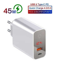 Baseus Speed PPS, LED, USB QC 3.0 + Type-C PD 45w (CCFSEU907-02) white