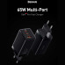 Baseus GaN 3 Pro Quick Charger C+C+U, 65w, USB QC 60w, cabel C-C 100w, CCGAN65E3 (CCGP050101) black