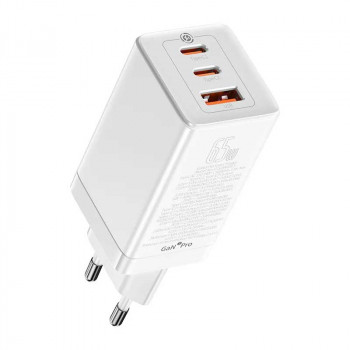 Baseus GaN 3 Pro Quick Charger C+C+U, 65w, USB QC 60w, cabel C-C 100w, CCGAN65E3 (CCGP050102) white