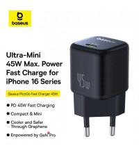 Baseus PicoGo Fast Charger 1C 45W EU (CCGAN45CE) P10176800123-00 black