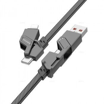 Borofone BU43 Triumph 4-in-1 Cable, Type-C to Type-C, 3A, 60w, 1.2m, оплетка, плоский, black