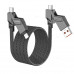 Borofone BU43 Triumph 4-in-1 Cable, Type-C to Type-C, 3A, 60w, 1.2m, оплетка, плоский, black