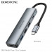 Borofone DH14 Buddy Type-C 5-in-1 Adapter, Type-C to 1xUSB3.0+2xUSB2.0+PD100w+HDMI 4K@30Hz,  grey