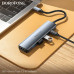 Borofone DH14 Buddy Type-C 5-in-1 Adapter, Type-C to 1xUSB3.0+2xUSB2.0+PD100w+HDMI 4K@30Hz,  grey