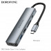 Borofone DH15 Buddy Type-C 6-in-1 Adapter, Type-C to 1xUSB3.0+1xUSB2.0+TF/SD+PD100w+HDMI 4K@30Hz