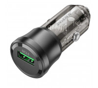 Borofone BZ23 Noble single-port QC3.0 car charger, 18W, 1xUSB, transparent black