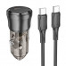 Borofone BZ24 Clever single port PD20W Car Charger set, кабель С-С 1m, transparent black