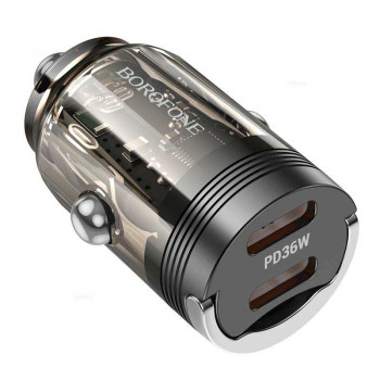 Borofone BZ29B Outstanding PD36W Car Charger (C+C), transparent black