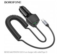 Borofone BZ31E Solid PD30w+QC3.0 car charger with cable (Type-C), black