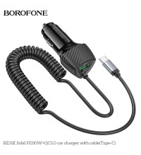 Borofone BZ31E Solid PD30w+QC3.0 car charger with cable (Type-C), black