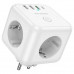 Borofone BAC10 Cypress 3 position 7-in-1 outlet extender (C+3U), 3xAC + 3USB + USB-C 20w, AC2500w