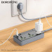 Borofone BAC2A Leya 3 position socket (C+3U), 3xAC + 3USB + USB-C 12w, AC2500w, 1.5m, black