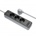 Borofone BAC8 Power 3-position 7-in-1 outlet, 3xAC + 3USB + USB-C, 2m, black