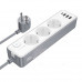 Borofone BAC9 Power 3-position 7-in-1 outlet, 3xAC + 3USB + USB-C 20w, 2m, white&grey