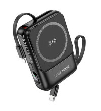 Borofone BJ59 Refined 22.5W+PD20W Power Bank 10000mah, Qi15w, L+C кабели, LED digital display, black