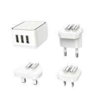 Borofone BA51 Easy removable pin charger, 3USB, 2.4A max, white