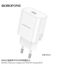 Borofone BA82A Platinum Single Port PD25W charger (EU), white