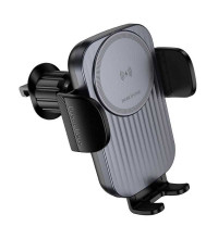 Borofone BH221 Path push-type car holder, в решетку, Qi 15w, gray