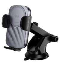 Borofone BH222 Leading push-type car holder, на стекло и панель, Qi 15w, gray
