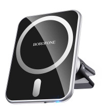 Borofone BH43 Xperience magnetic wireless charging car holder, в решетку, Qi 15w, магнитный, black