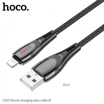 Hoco U133 Monte Charging Data Cable, 8-pin, в оплетке, 1.2m, 2.4A, black