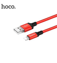 Hoco X14, 8-pin, в оплетке, 1m, красный