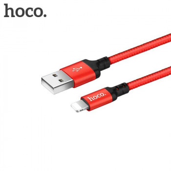 Hoco X14, 8-pin, в оплетке, 1m, красный