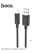 Hoco X88 Gratified charging data cable, 8-pin, 1m, 2.4A, black